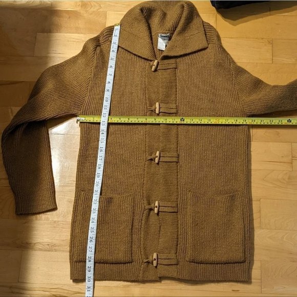 Vintage lamb wool blend knit cardigan camel brown Medium - Picture 5 of 6
